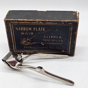 Brown & Sharpe Narrow Plate Hair Clipper Vintage With Original Box Made In USA